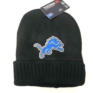 Detroit Lions Black Knit Beanie with Blue Logo